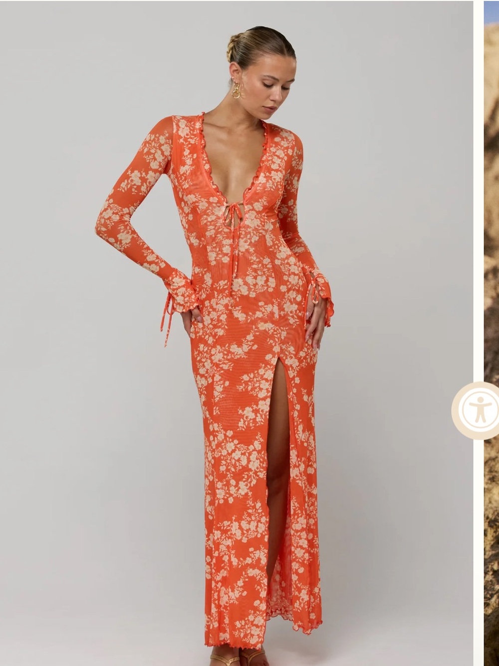LENNON Bell Long Sleeve Maxi Dress in Orange Blossom